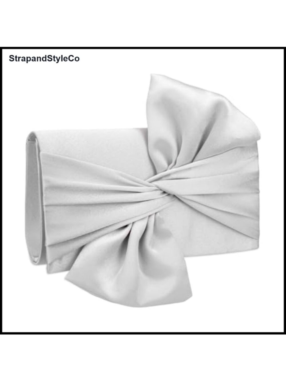 Satin Bow Clutch Evening Bag with Detachable Chain Strap Mini Formal Purse